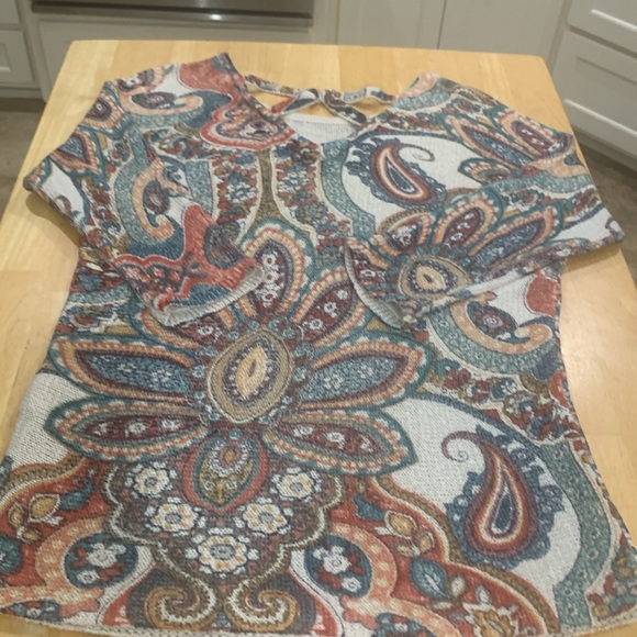 Chico’s size 1 ( large/medium) see measurements colorful light weight sweater. - Picture 10 of 12